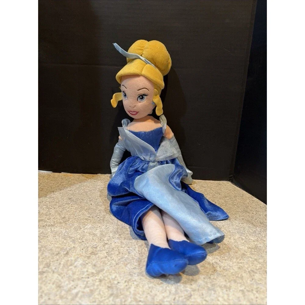 Disney Store Cinderella Plush Stuffed Doll 20” Princess Blue Dress